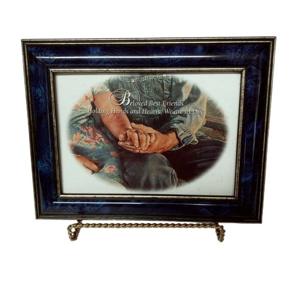 Farmer Couple Framed Print Love Inscription VTG Decor 💙 - Picture 4 of 9